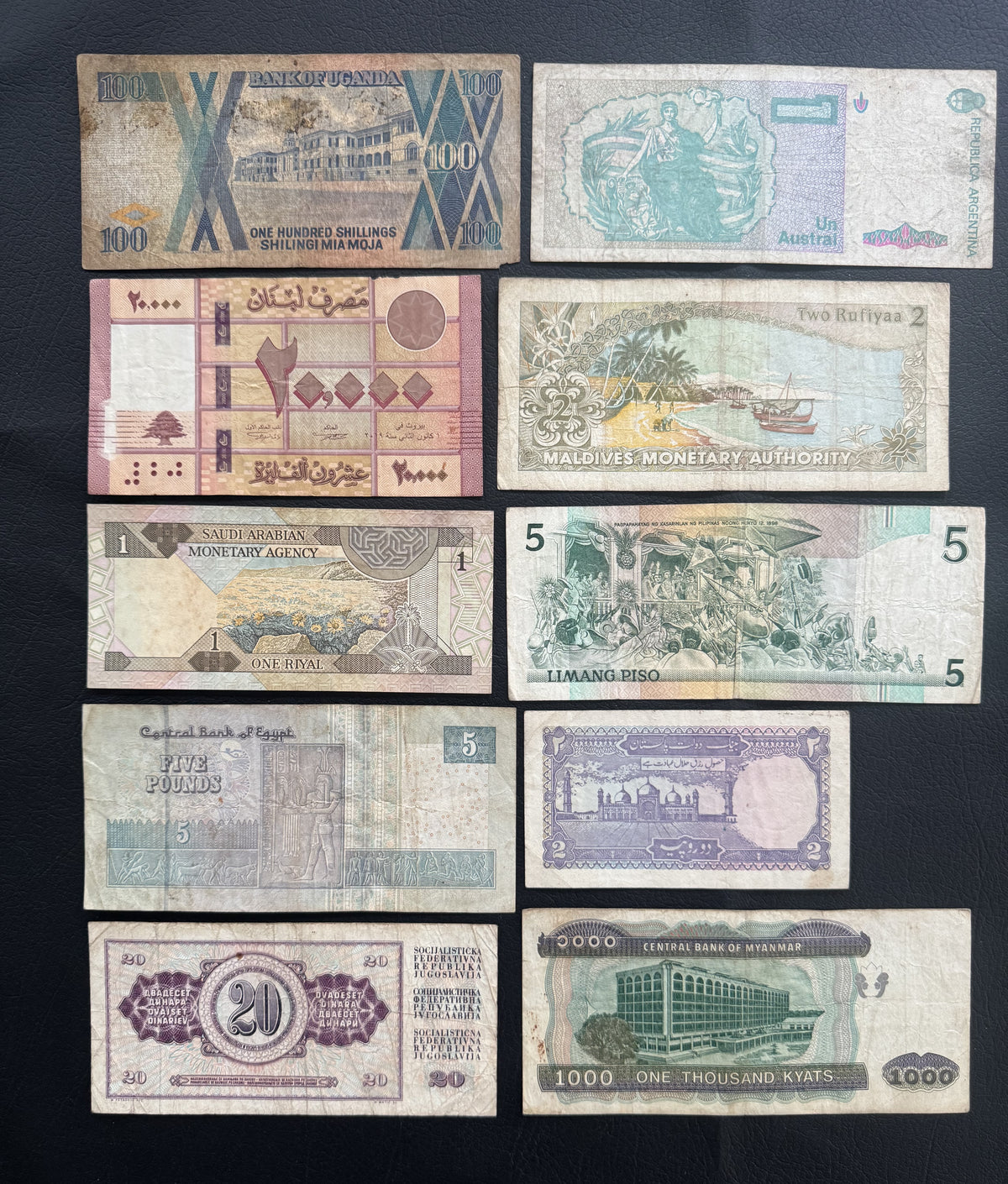 10 Pcs Mixed Collectible Banknotes | World Banknote Lot from 10 Different Countries – Set 27