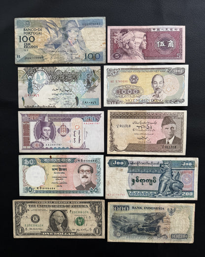 10 Pcs Mixed Collectible Banknotes | World Banknote Lot from 10 Different Countries – Set 32