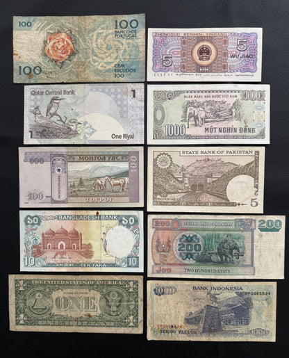 10 Pcs Mixed Collectible Banknotes | World Banknote Lot from 10 Different Countries – Set 32