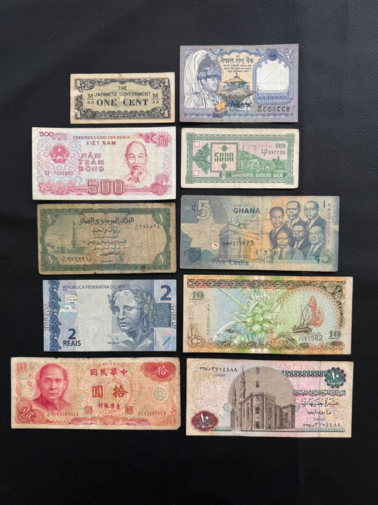 10 Pcs Mixed Collectible Banknotes | World Banknote Lot from 10 Different Countries – Set 33