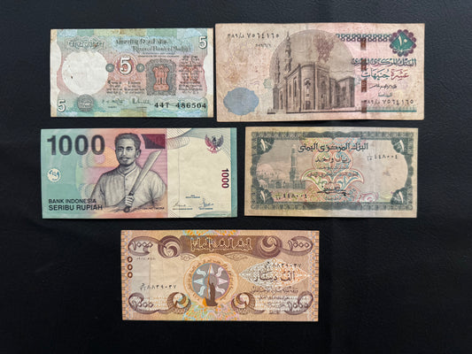 05 Pcs Mixed Collectible Banknotes | World Banknote Lot from 05 Different Countries – Set 35