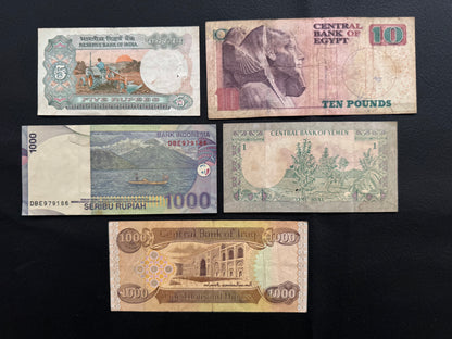 05 Pcs Mixed Collectible Banknotes | World Banknote Lot from 05 Different Countries – Set 35