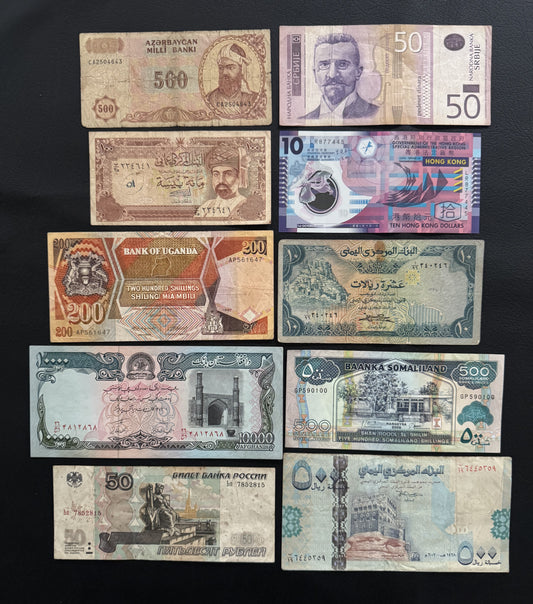 10 Pcs Mixed Collectible Banknotes | World Banknote Lot from 10 Different Countries – Set 37