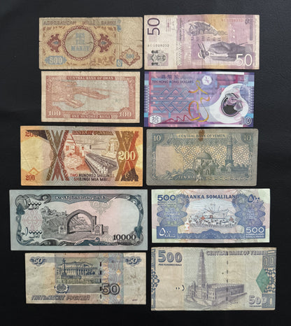 10 Pcs Mixed Collectible Banknotes | World Banknote Lot from 10 Different Countries – Set 37