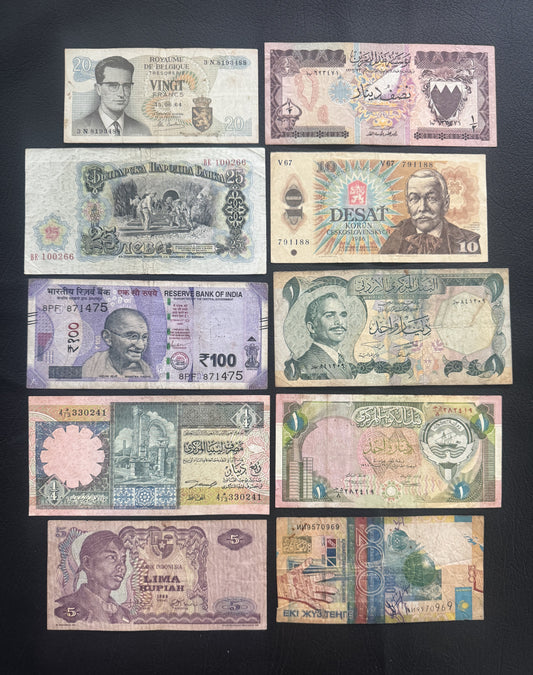 10 Pcs Mixed Collectible Banknotes | World Banknote Lot from 10 Different Countries – Set 38