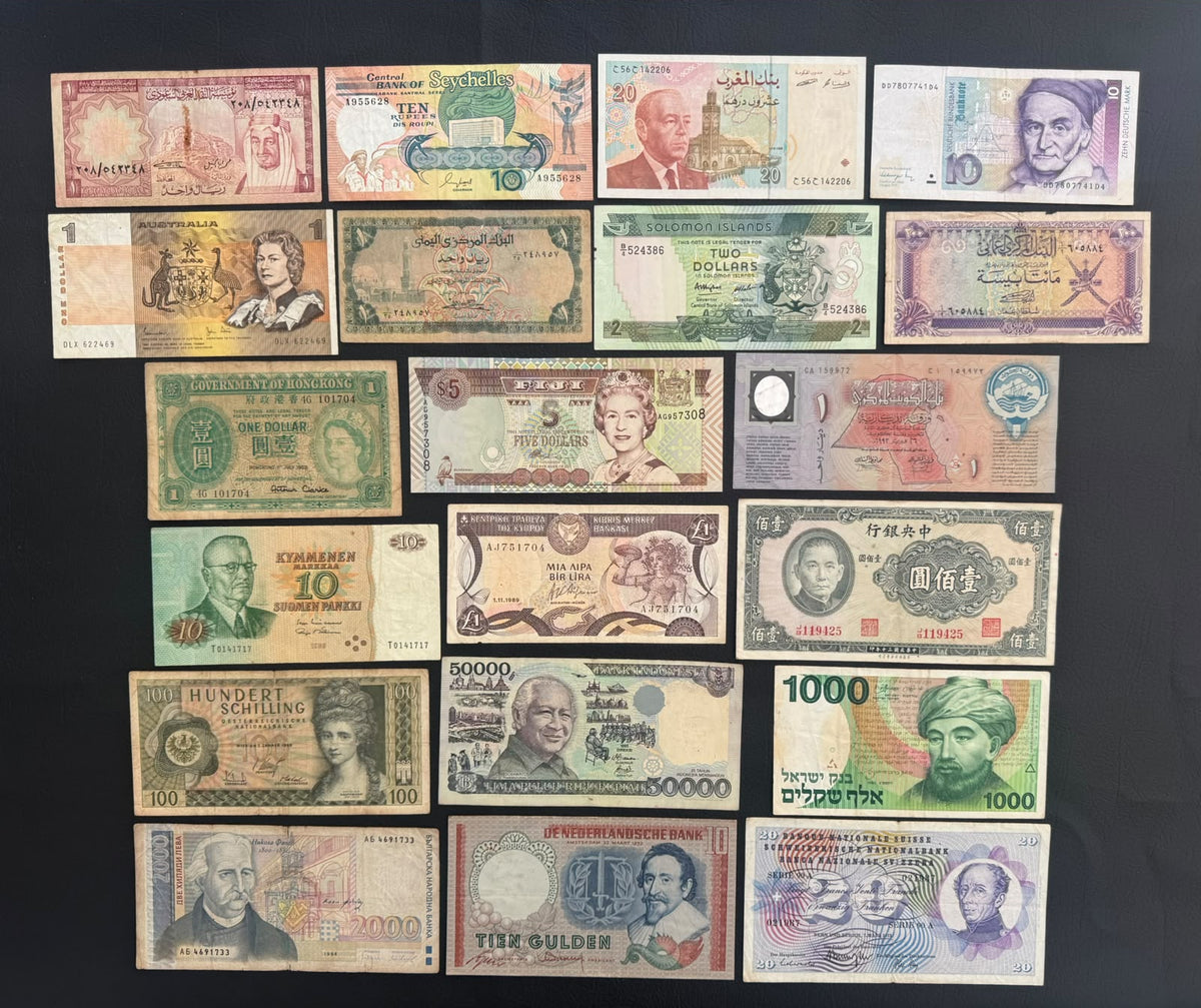 20 Pcs Mixed Collectible Banknotes | World Banknote Lot from 20 Different Countries – Set 46