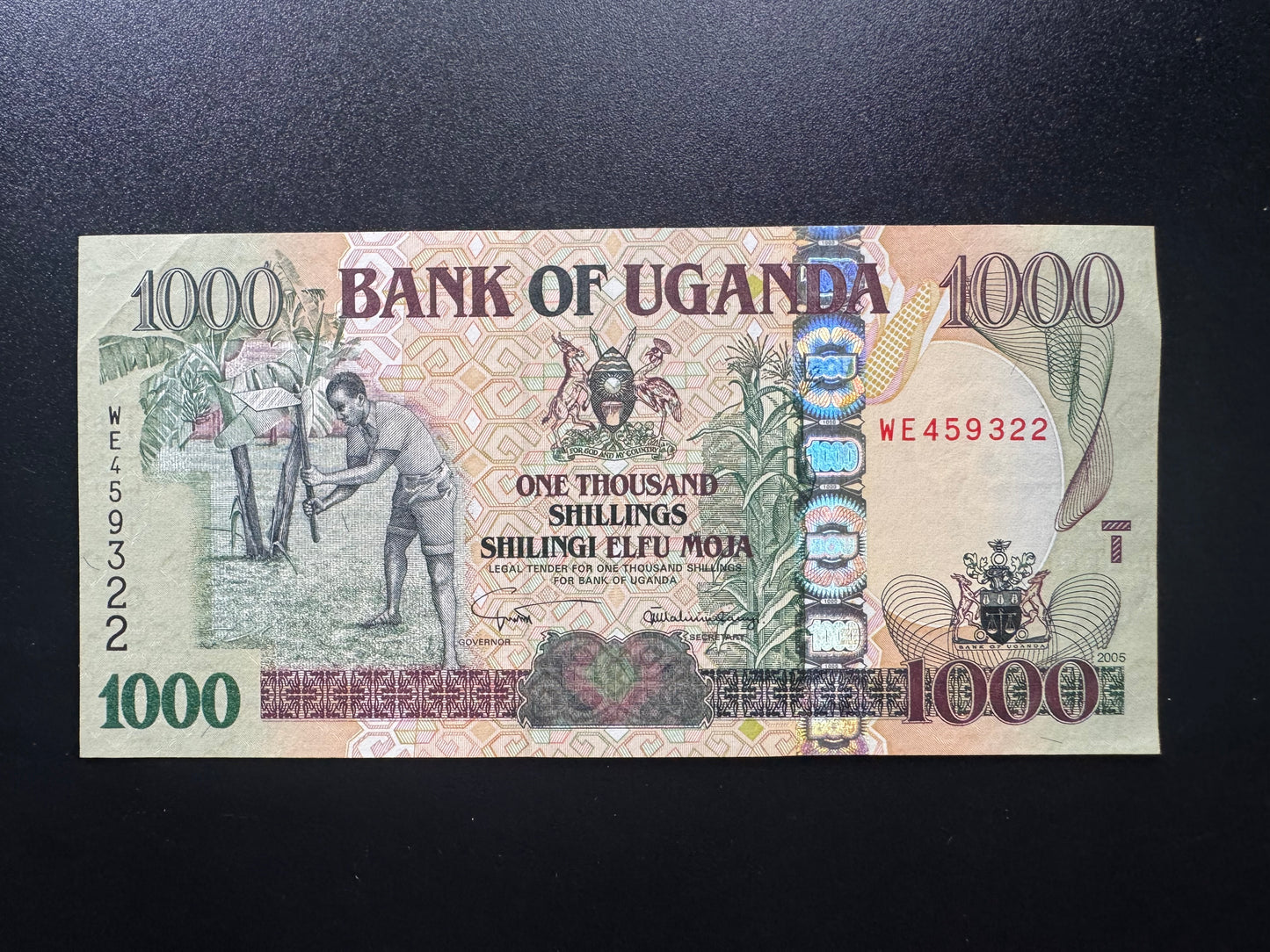 Uganda 1000 Shillings Banknote 2005 Old AUNC Paper Money Bank Bills p-43