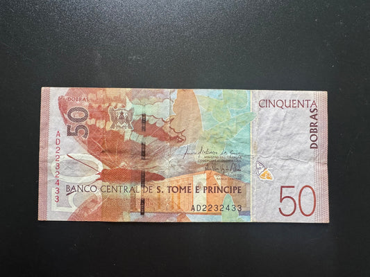 Sao Tome E Principe 50 Dobras Banknote 2016 Circulated Paper Bank Bill P-73