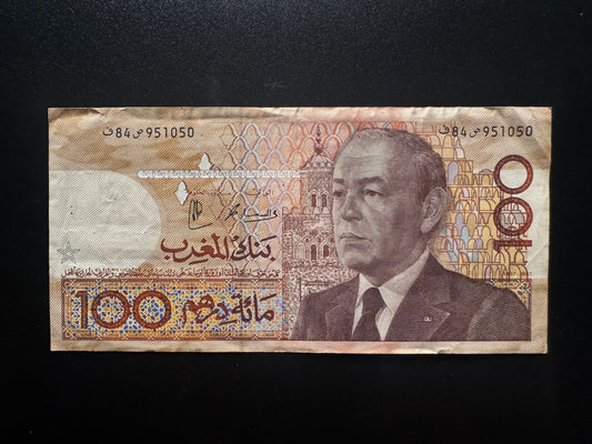 Morocco 100 Dirhams Banknote 1987 old VF-Circulated Paper Money Bank Bill p-65