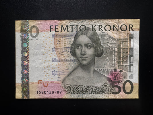 Sweden /Swedish 50 Kronor Banknote 2008 Old Circulated Bank Bill p-64