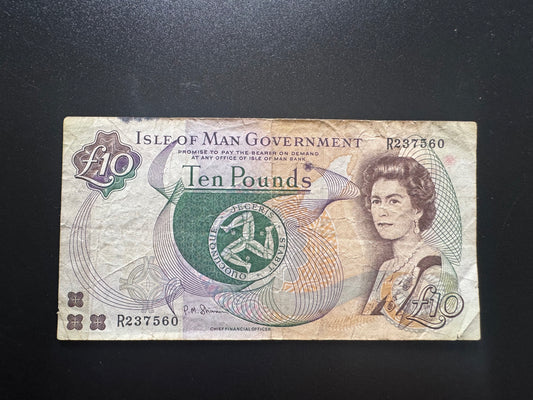 Isle of Man 10 Pounds Banknote 2007 old Circulated Paper Money Bank Bill P-46