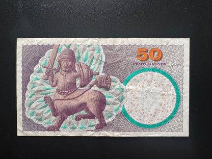 Denmark 50 Kroner Banknote 2006 Old Circulated Paper Money Bank Bills P-60c