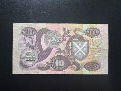 Bank of Scotland 10 Pounds Banknote 1992 Old VF Paper Bank Bill P-117a