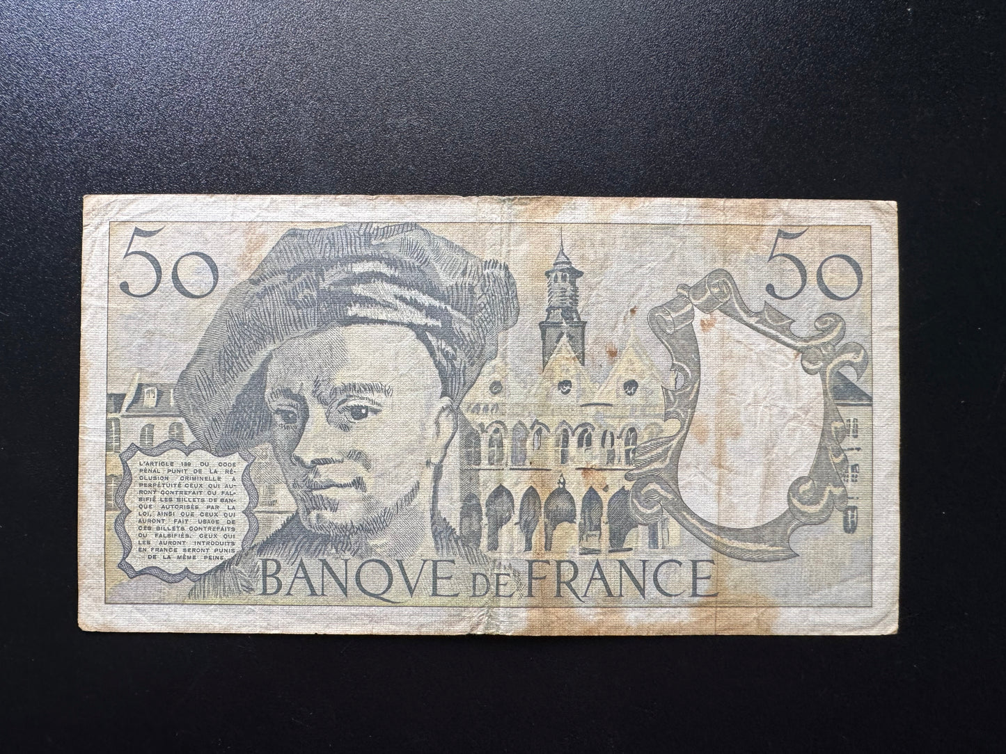 France 50 Franc Banknote 1990 old Circulated Paper Money Bank Bill Note P-152