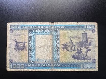 Mauritania 1000 Ouguiya Banknote 1993 Old Circulated Paper Money Bank Bill P-7f