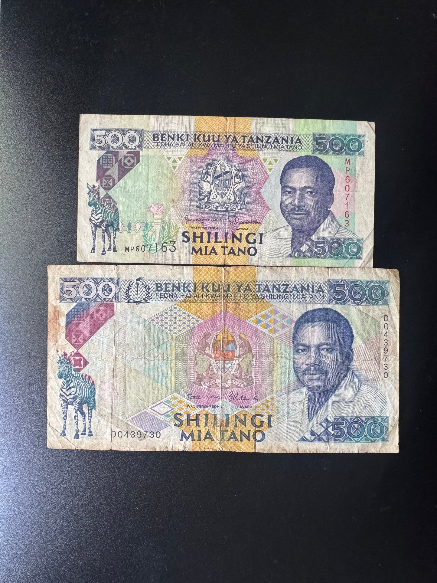 Tanzania 500 Shillings 1989-93 Banknotes Old Circulated Bank Bills P-21c & P-26c