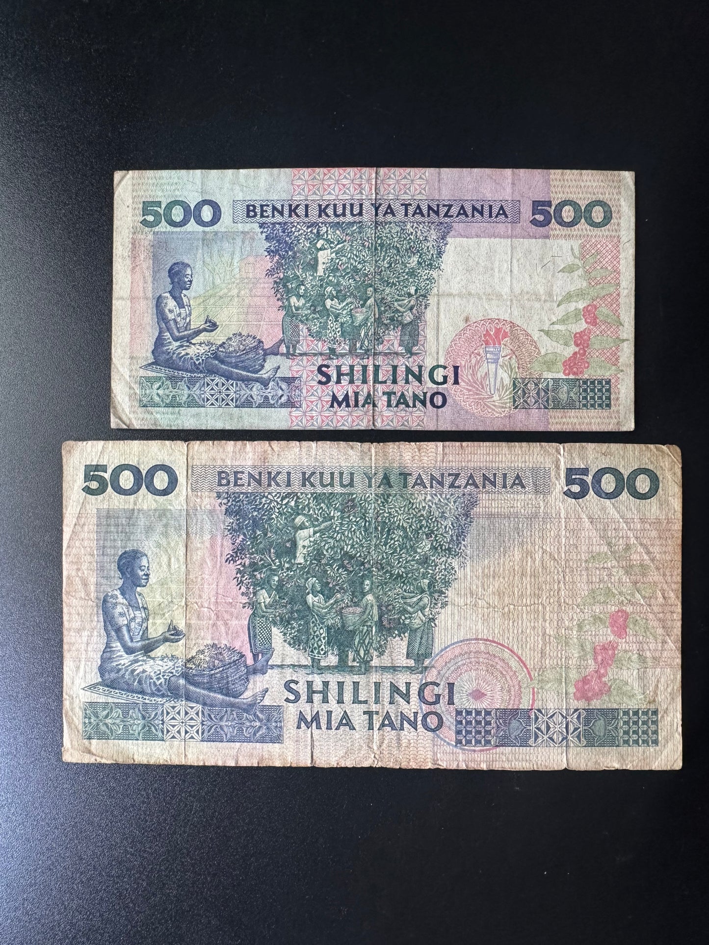 Tanzania 500 Shillings 1989-93 Banknotes Old Circulated Bank Bills P-21c & P-26c