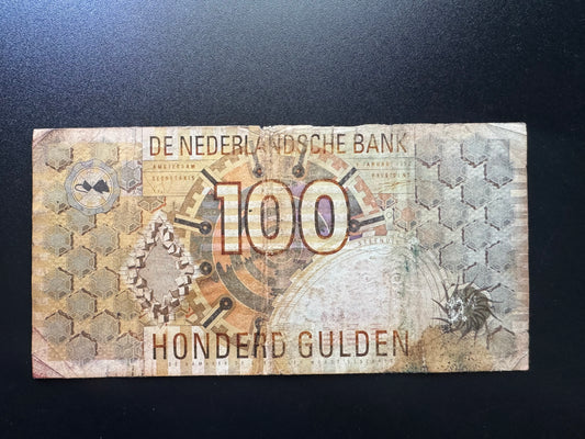 Netherlands 100 Guldens 1992 Old Circulated Paper Bank Bill P-101