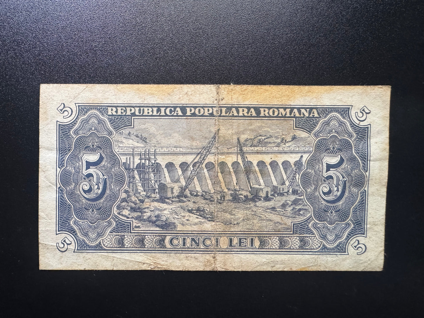 Republica Populara Romania 5 Lei Banknote 1952 Old Circulated Bank Bills P-83bi