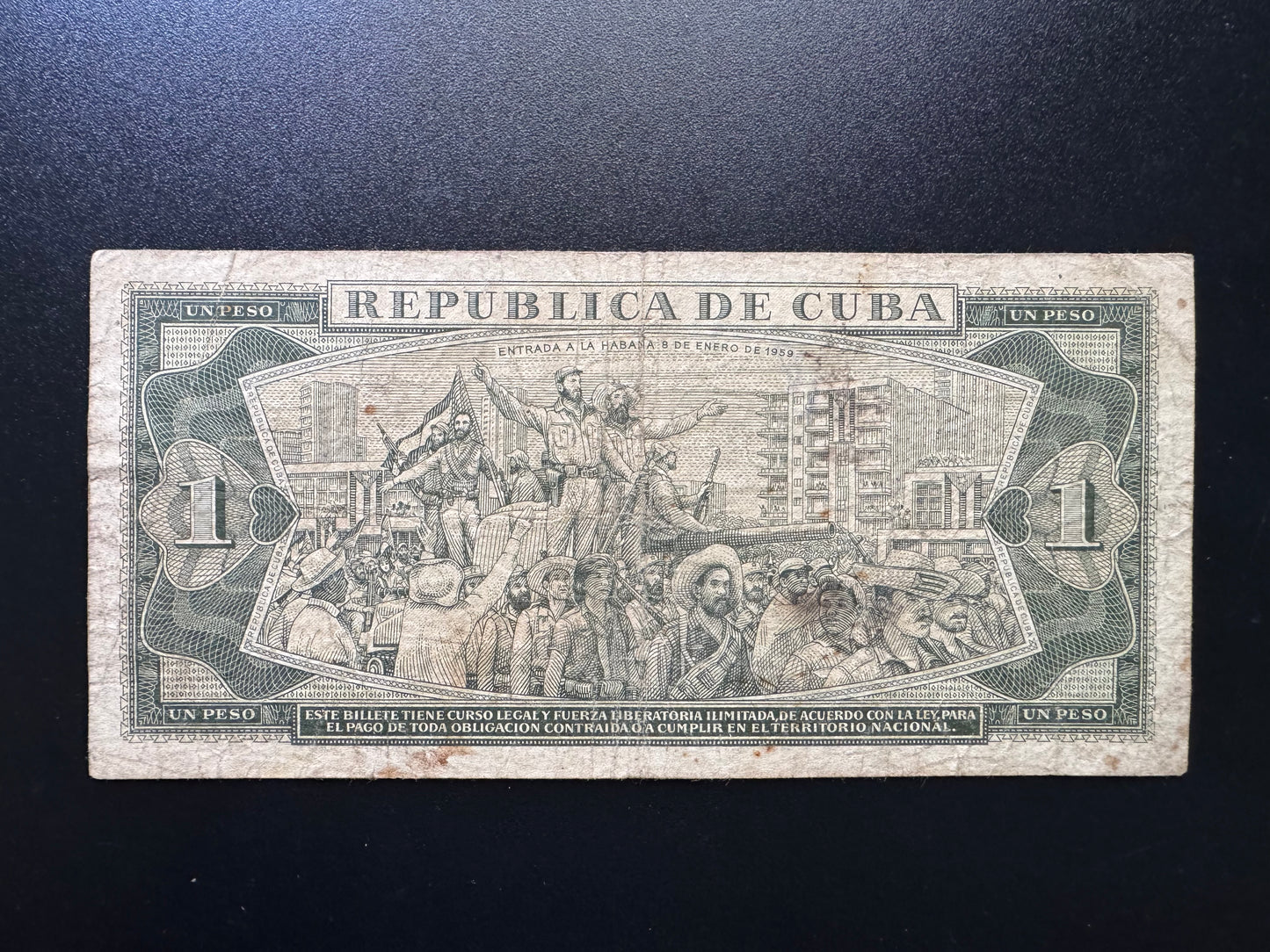 Cuba 1 Peso Banknote 1980 Old Circulated Banknote Bank Bill P-102b
