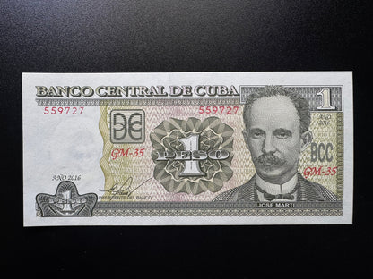 Cuba 1 Peso Banknote 2016 Old Uncirculated Banknote Bank Bill P-121