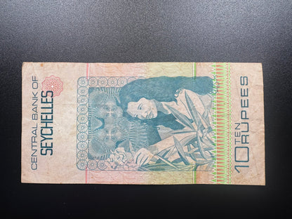 Seychelles 10 Rupees Banknote 1983 Old Circulated Paper Money Bank Bill p-28