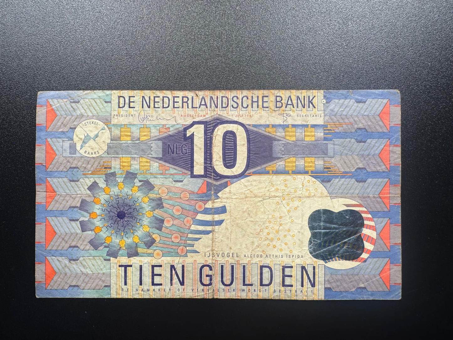Netherlands 10 Guldens Banknote 1997 Old Circulated Paper Money Bank Bill P-99
