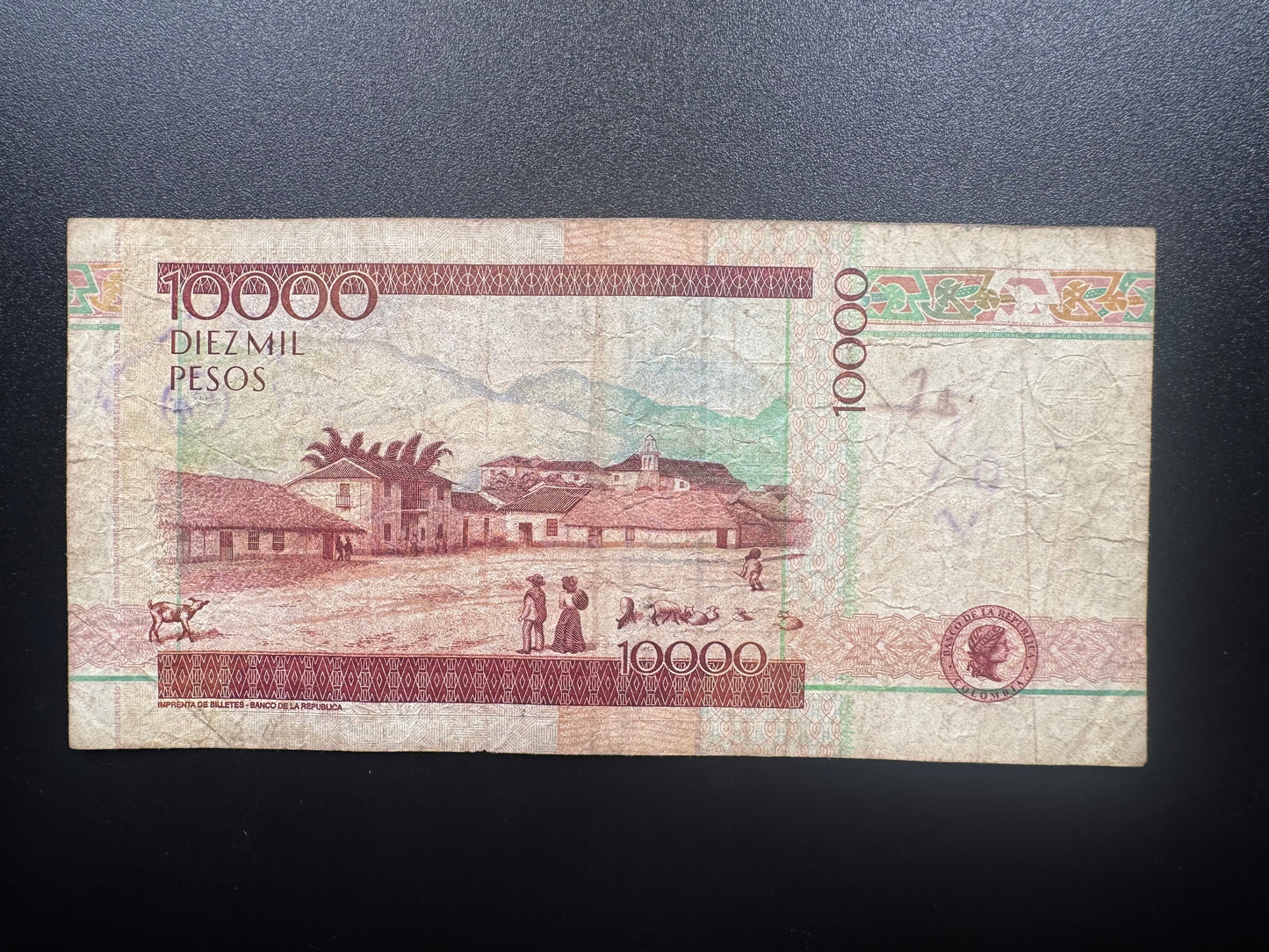 Colombia 10000 Pesos Banknote 2004 Old Circulated Paper Money Bank Bill P-453g