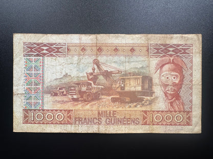 Guinea 1000 Francs Banknote 1985 Old Rare Date "Franc Guinéen" Issue Bill P-32a