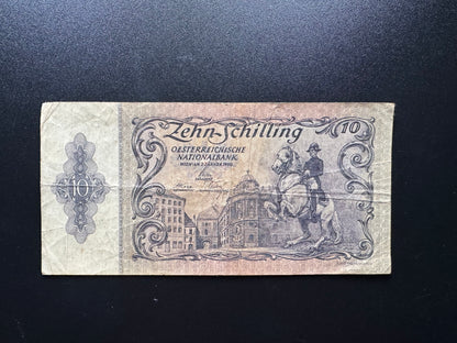 Austria 10 Schilling Banknote 1950 old Vintage Circulated Paper Money Bank Bill P-127