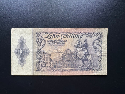 Austria 10 Schilling Banknote 1950 old Vintage Circulated Paper Money Bank Bill P-127