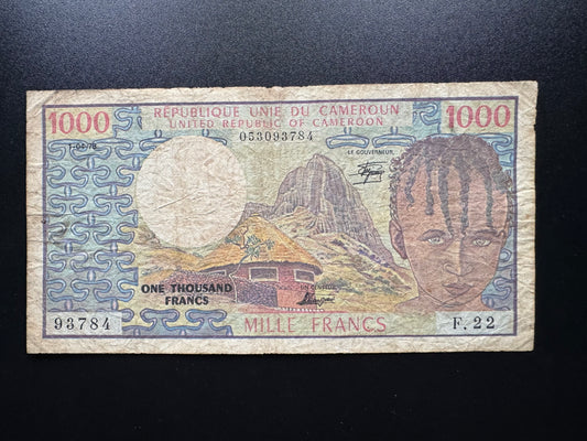 Cameroon 1000 Francs Banknote 1978 Old Circulated Paper Money Bank Bill P-16
