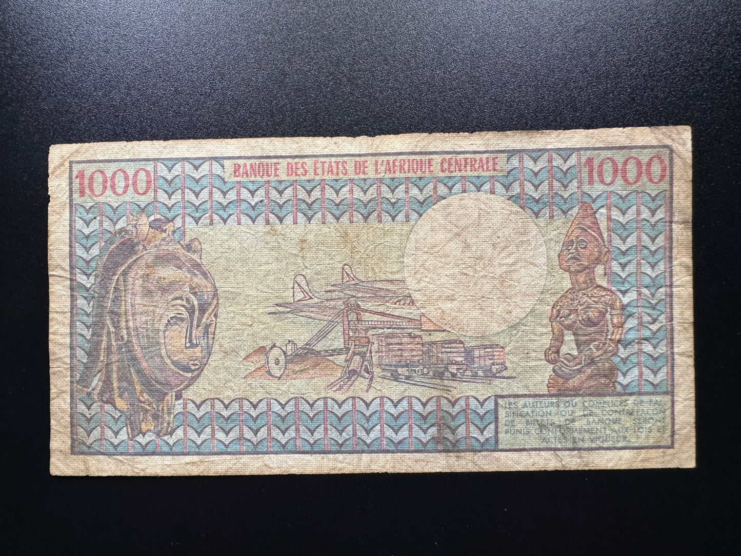 Cameroon 1000 Francs Banknote 1978 Old Circulated Paper Money Bank Bill P-16