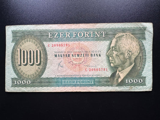 Hungary 1000 Forint Banknote 1983 old Circulated Paper Money Bank Bill p-173