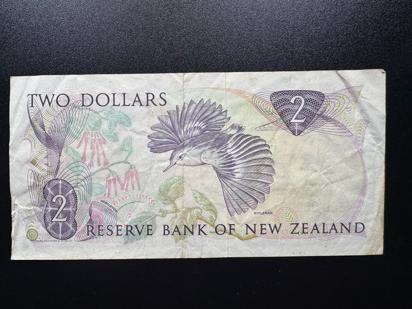 New Zealand 2 Dollar Banknote 1981 Old S/N Repeater Numbers 06 00 07 Bill P-170