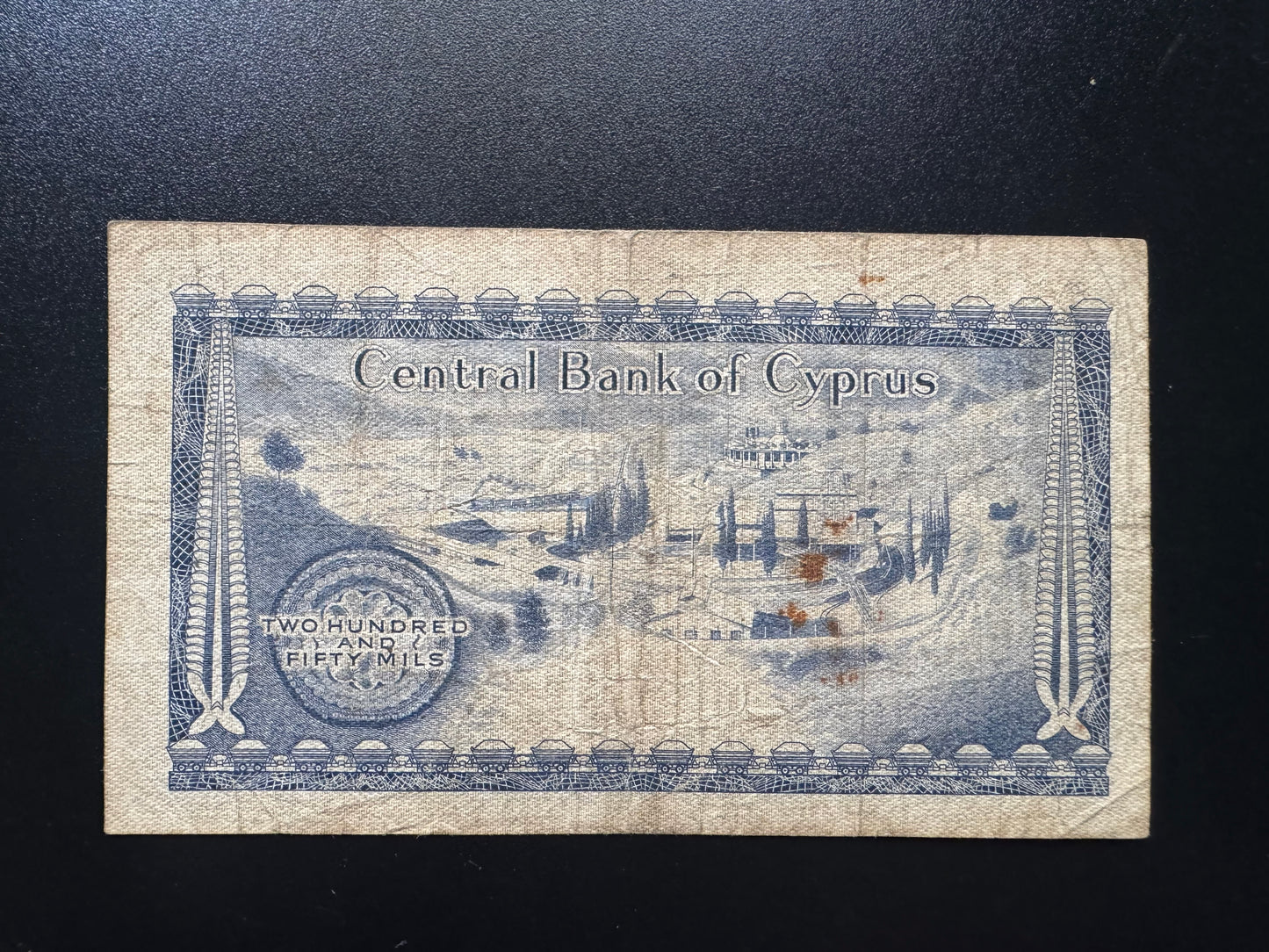 Cyprus 250 Mils Banknote 1982 Old Circulated Paper Money Bank Bill P-41