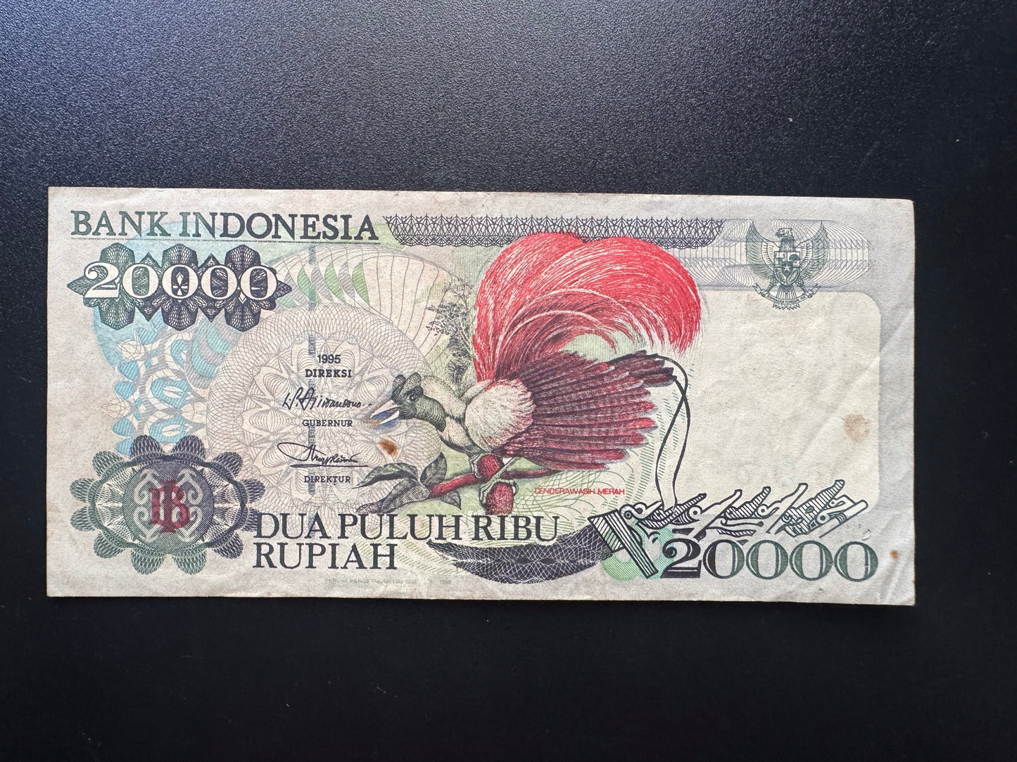 Indonesia 20000 Rupiah Banknotes 1995 Old Circulated Paper Money Bank Bill P-135
