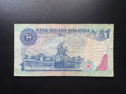 Malaysia 1 Ringgit 2 type Banknotes 1981-89 King Tuanku Abdul Circulated Bills 2 Pcs/Lot