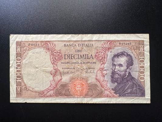 Italy 10000 Lire Banknote 1973 old Circulated Paper Money Bank Bill P-105