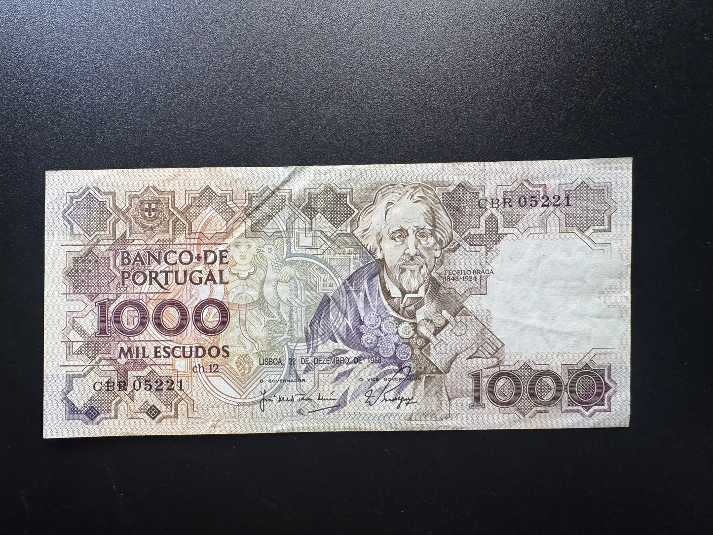 Portugal 1000 Escudos Banknote 1988 Rare VF-Circulated Paper Bank Bill p-181