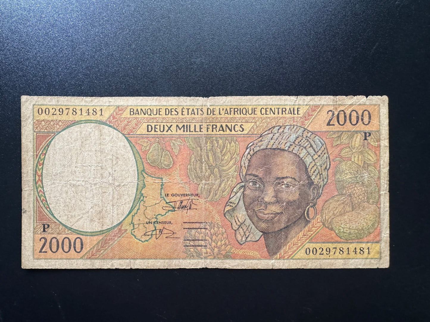Central Africa 2000 CFA Banknote 2000 Old Circulated Chad Bank Bills P-603