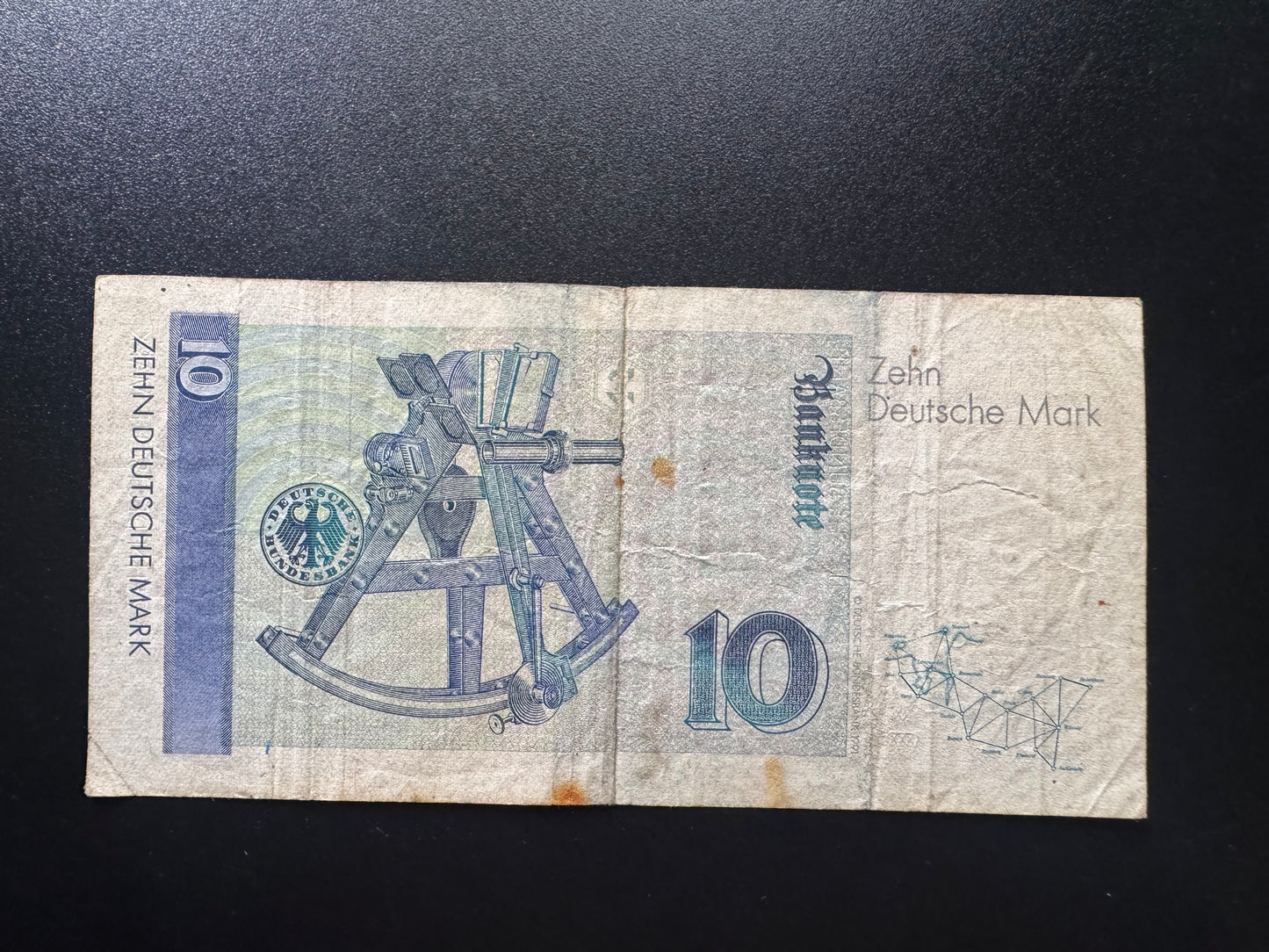 Germany 10 Mark Banknote 1993 Rare Date Circulated Paper Money Bank Bill P-38