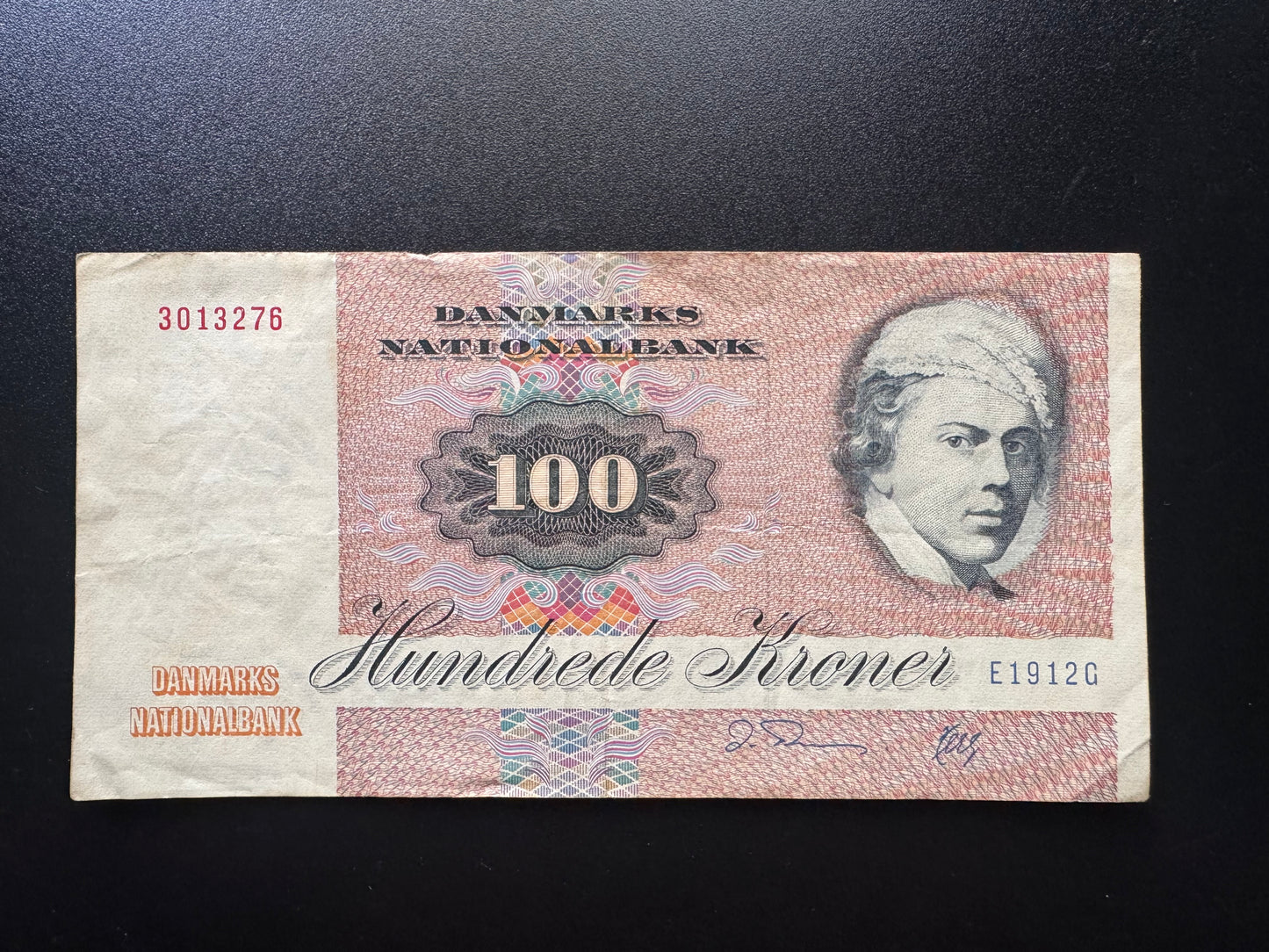 Denmark 100 Kroner Banknote 1972 Old Circulated Paper Money Bank Bills P-51