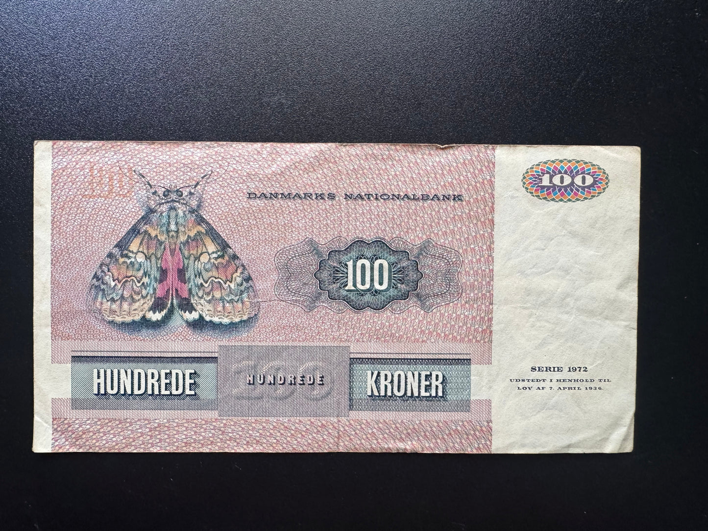 Denmark 100 Kroner Banknote 1972 Old Circulated Paper Money Bank Bills P-51