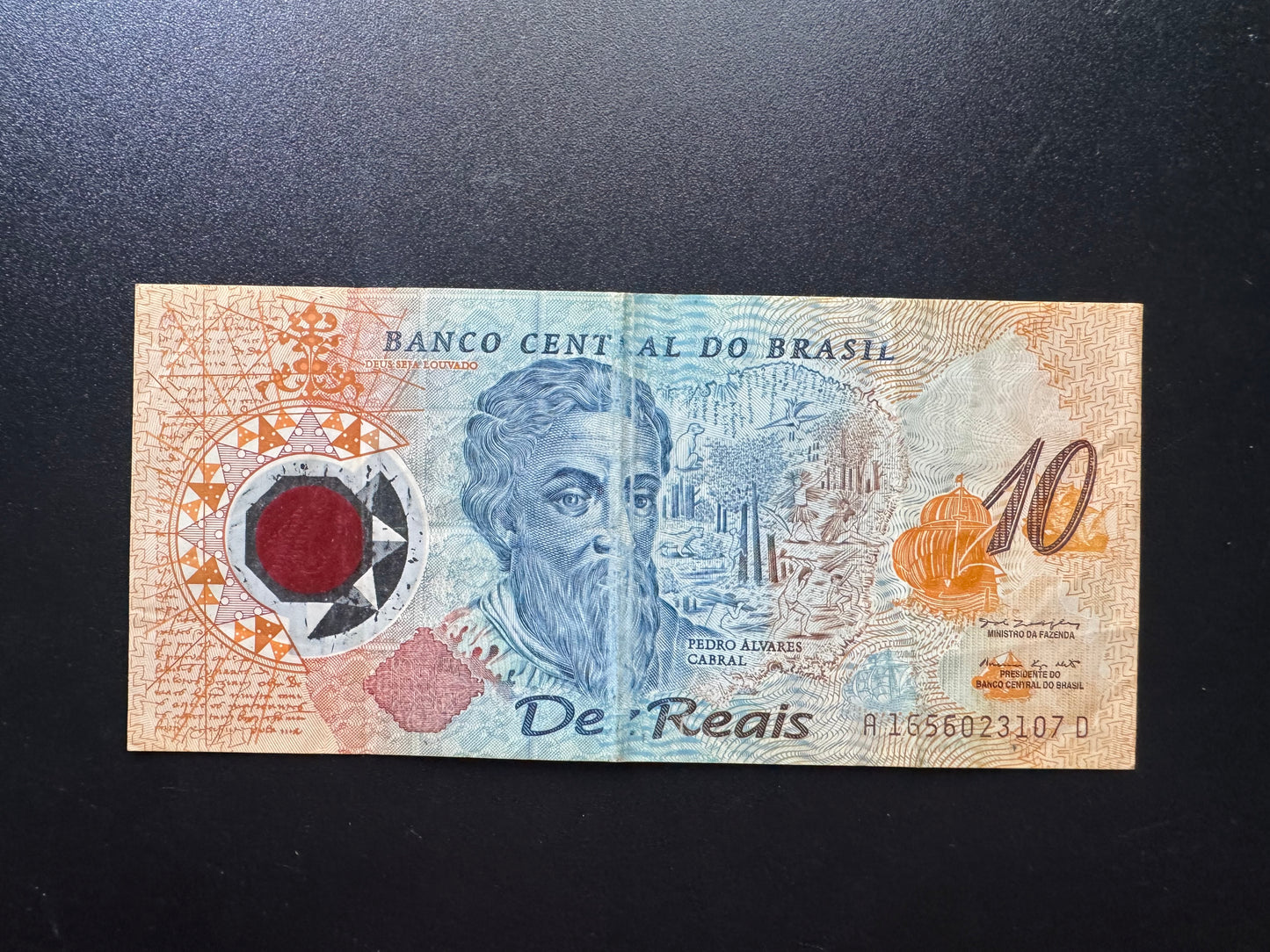 Brazil 10 Reais Polymer Banknote 2000 Old Circulated Commemorative Bank Bill P-248