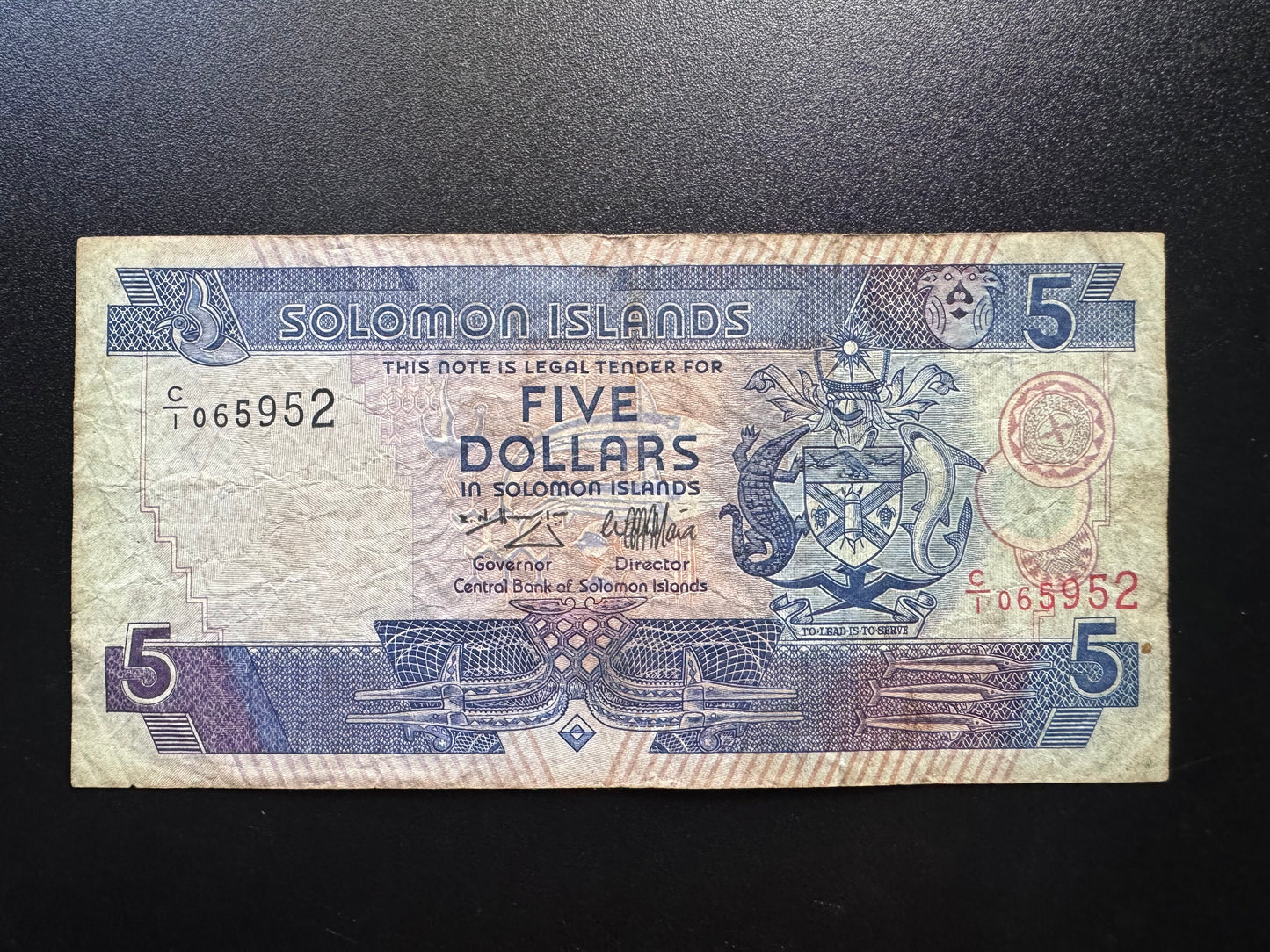 Solomon 5 Dollars Banknote 1997 old First Issue Paper Money Bank Bill P-19