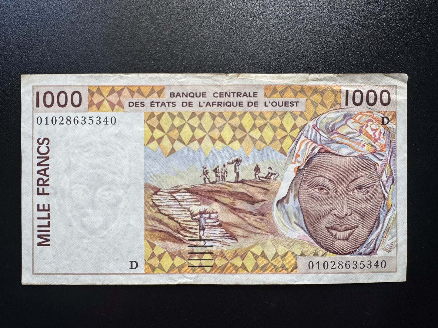 West Africa States Mali 1000 Francs Banknote 2003 ND Circulated Bill BCEAO P-411