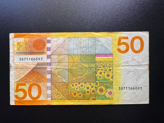 Netherlands 50 Guldens Banknote 1982 Old Circulated Paper Money Bank Bill P-96