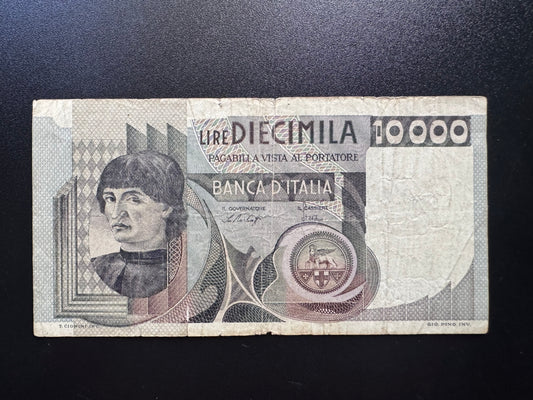 Italy 10000 Lire Banknote 1976 old Circulated Paper Money Bank Bill P-106