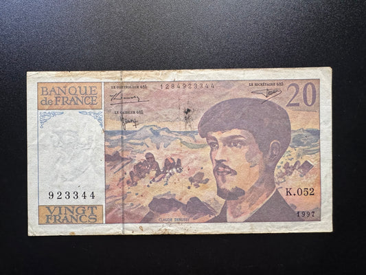 France 20 Franc Banknote 1997 old Circulated Paper Money Bank Bill Note
